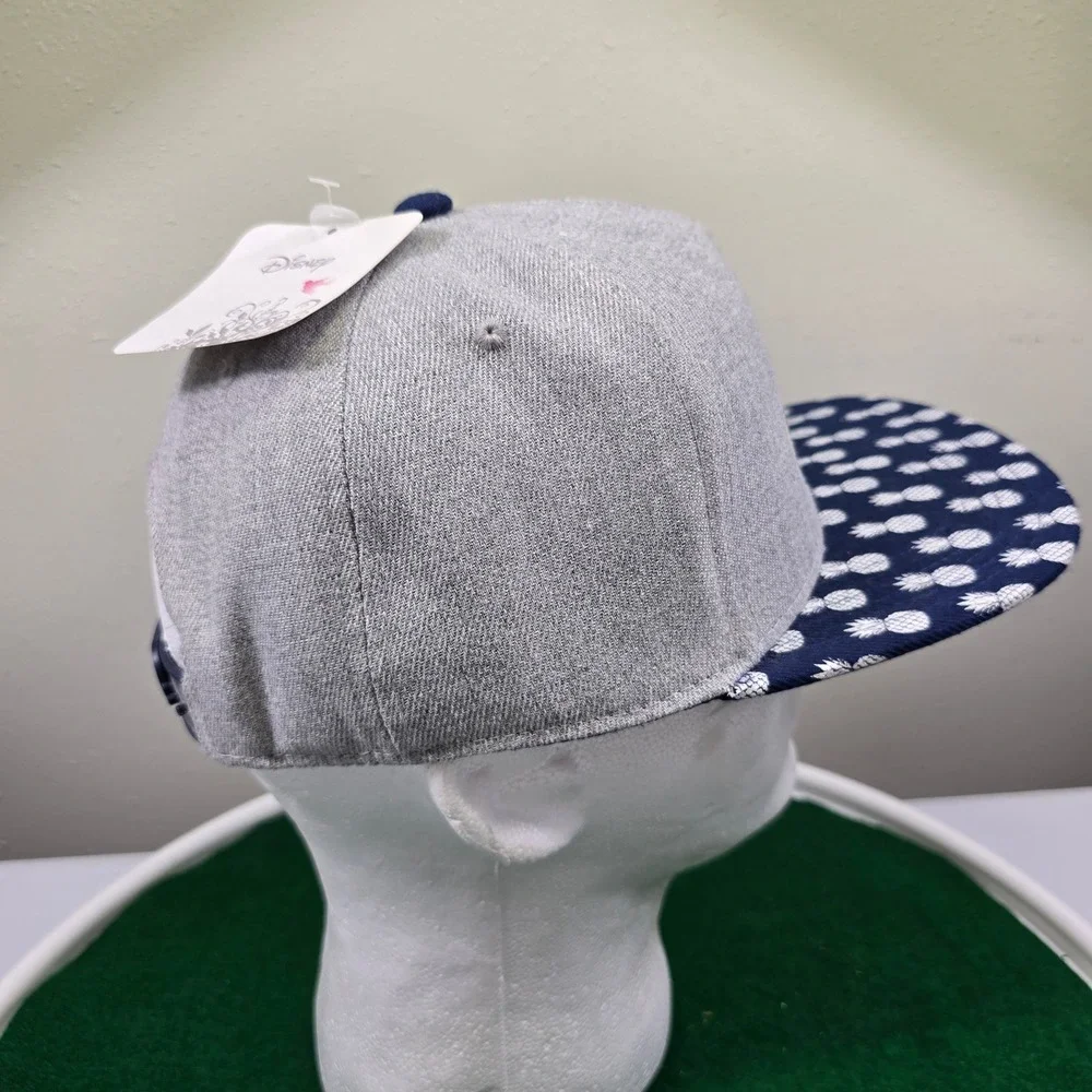 Disney Stitch Kids Snapback Hat Gray Pineapple Print Flat Bill Adjustable Cap